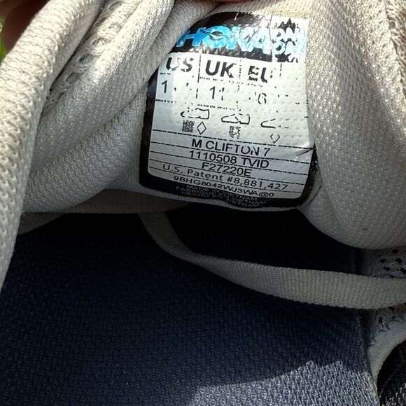 Hoka One One Clifton 7 Men Sz 11.5 Shoes Almond Milk 1110508 TVID Sneakers READ - Picture 10 of 11